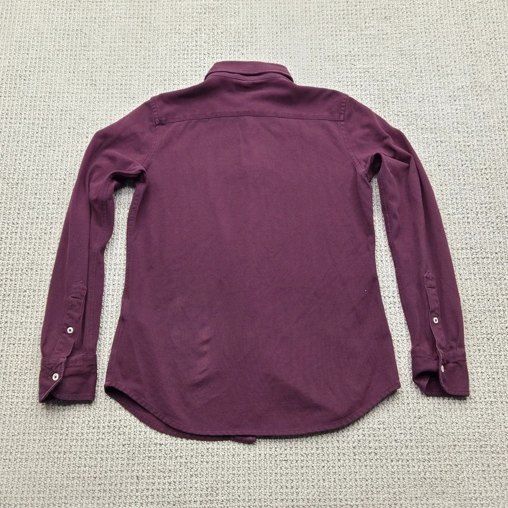 Ralph Lauren Youth Knit Oxford Long Sleeve Button Down Shirt Burgundy‎ Medium